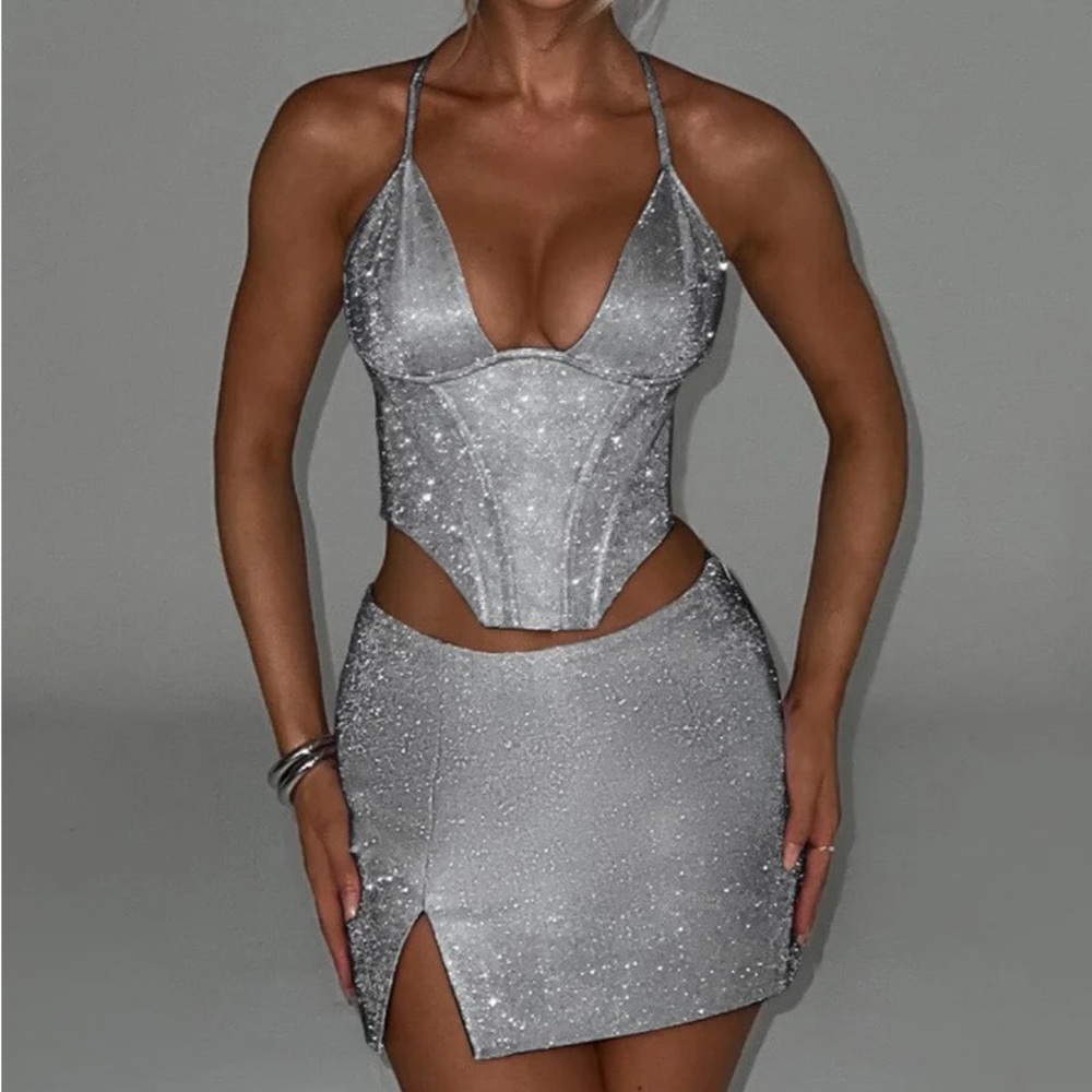 AMADAE CORSET - SILVER SPARKLE